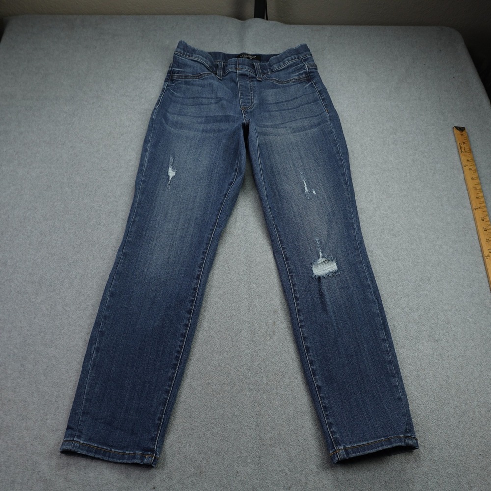 Judy Blue Jeans Women 9/29 Blue Distressed Boyfriend Fit Stretch‎ Jeggings Denim